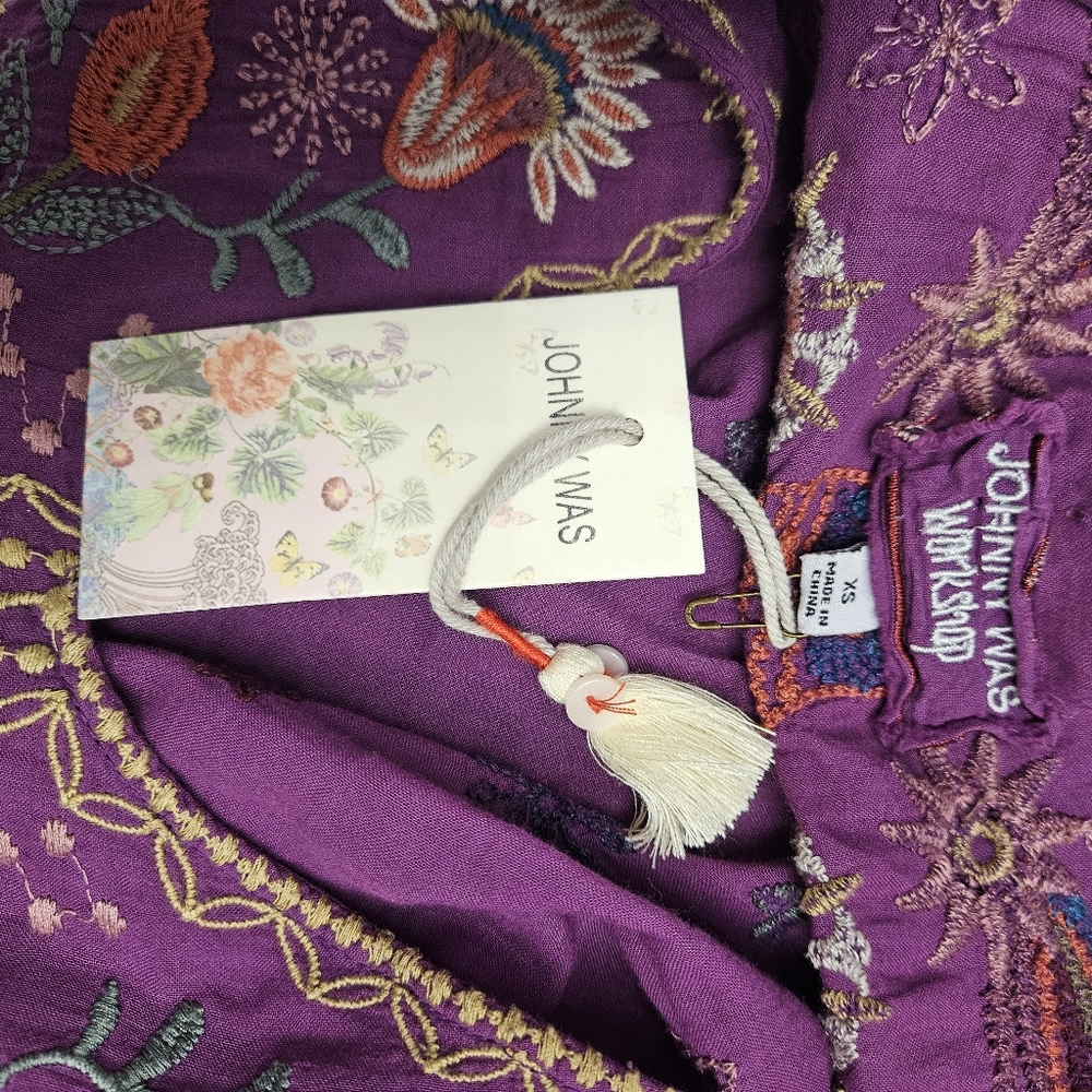 NWT Johnny Was Workshop LUCY EASY TIERED DRESS purple size xs - Picture 13 of 13